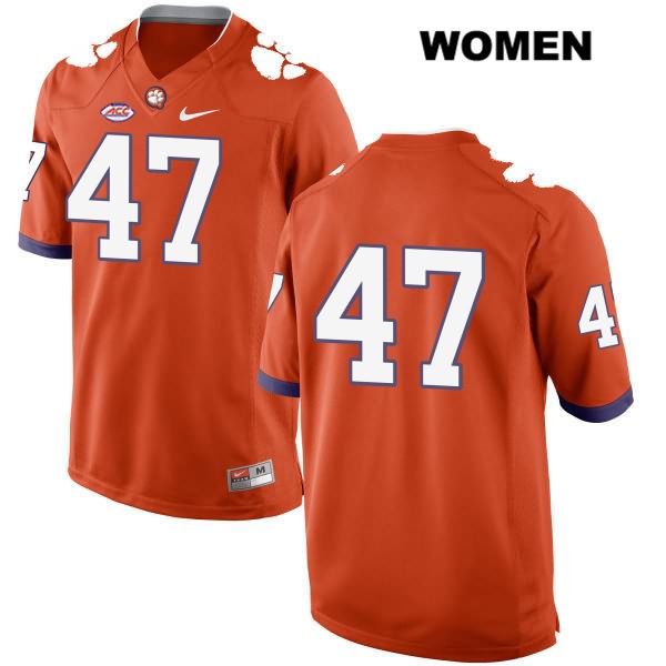 Women's Clemson Tigers #47 Peter Cote Stitched Orange Authentic Style 2 Nike No Name NCAA College Football Jersey IOU2846PI